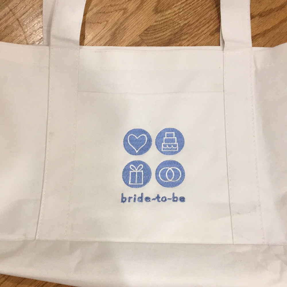 Bride to be white fabric bag